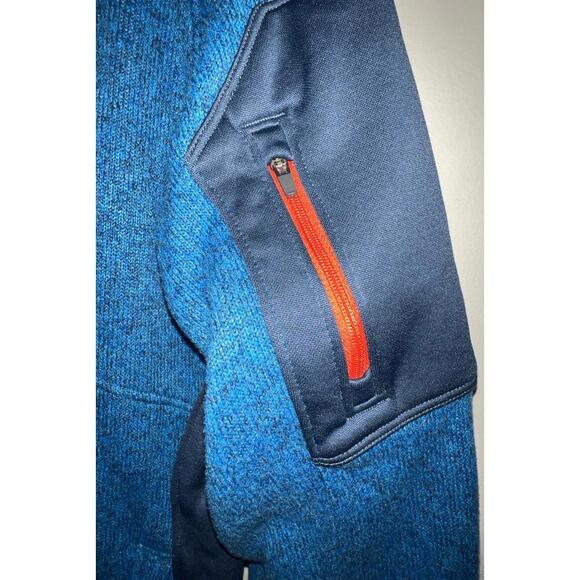 Spyder Men's Empire Fleece Full Zip Blue Orange Logo Jacket with Pockets Medium - Picture 2 of 9